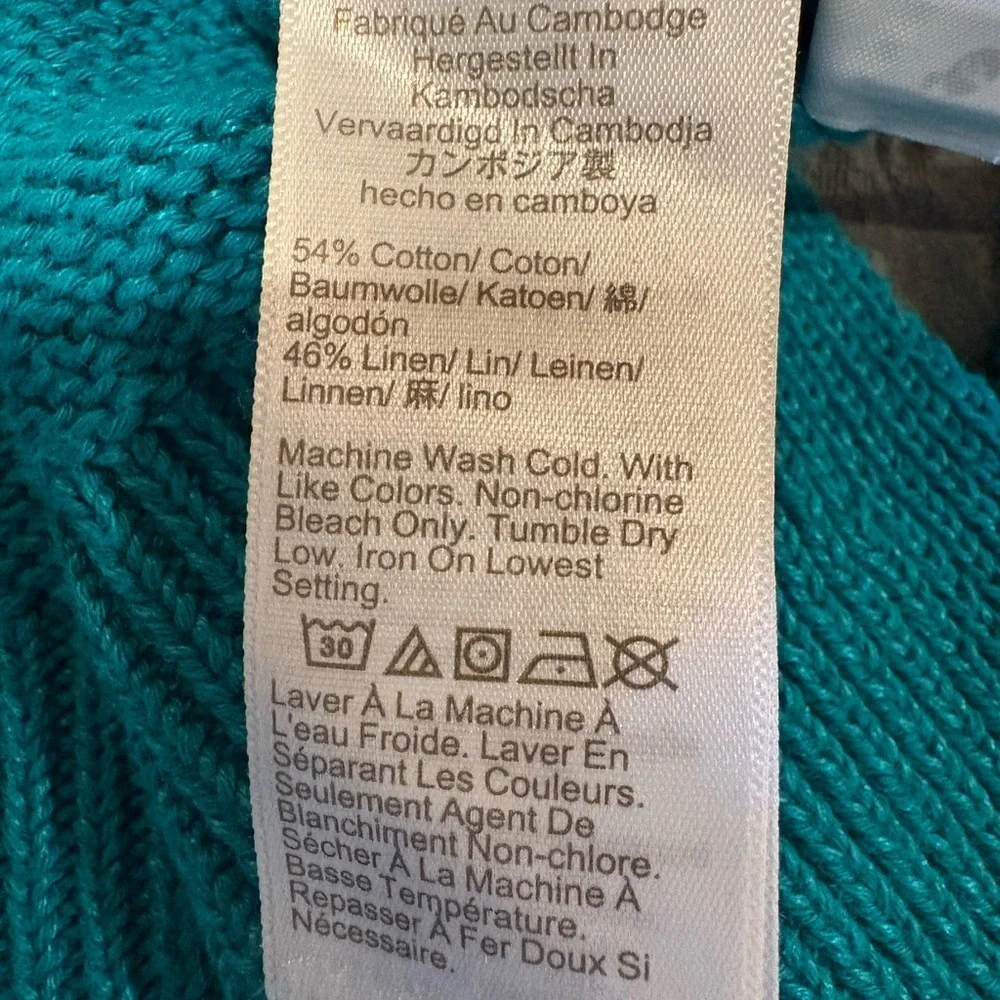 J. Crew Relaxed Linen-Cotton Blend Beach Sweater Jade Green women’s L